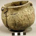 Ceramic partial vessel, mended, fingernail impressed design, several body sherds