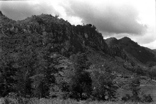 outside S wall of Inner Dolimo Valley; to far R, Tom (Mt.) Degan.