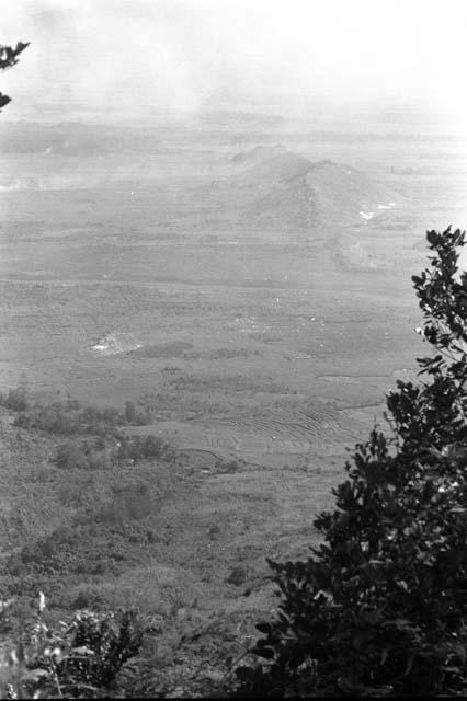 view from Mt wall over valley: Aikhe River and Siobaka Hill