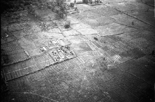 Air view. villages and gardens in GV below Wamena.