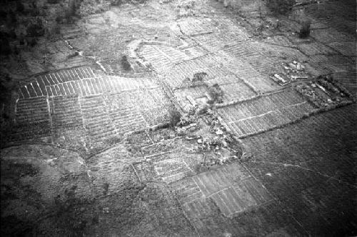 Air view. villages and gardens in GV below Wamena.