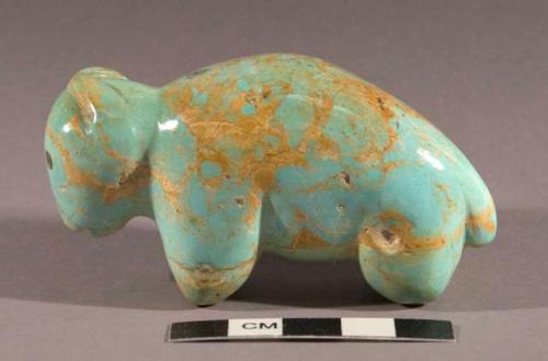 Fetish buffalo of Light Blue Turquoise, abalone heishi eyes