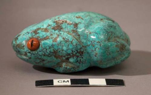 Fetish frog of Blue Turquoise with red coral eyes