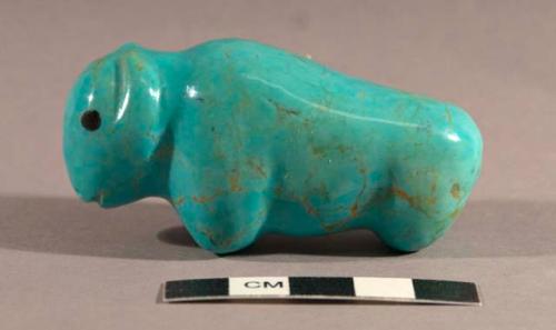 Fetish buffalo of blue-green turquoise, jet eyes