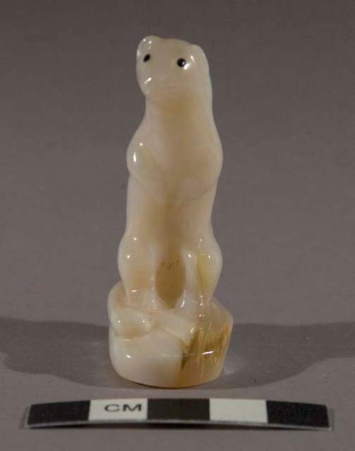 Fetish standing otter, mother of pearl with painted black eyes