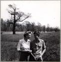 Lower Mississippi Survey.  Ruth and Bradley Phillips standing in front of cypress slough, Lake Marion, Arkansas