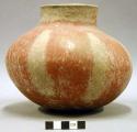 Ceramic vessel, short, flared neck, red painted design