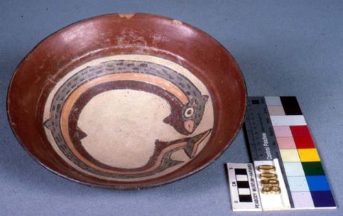 Bowl- painted interior, rim nicked