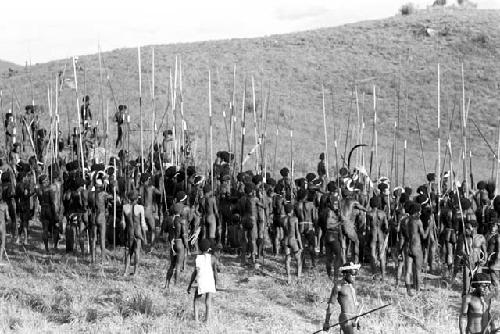 Karl Heider negatives, New Guinea; a Group of WW watch the war from the rear