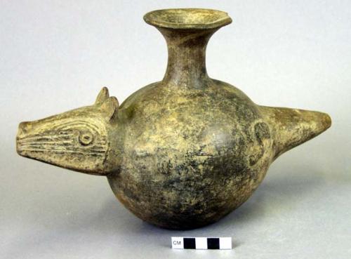 Pottery bottle, animal form