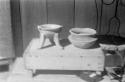 Tripod ware jar, and crude red ware bowl