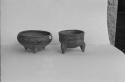 Tripod bowls, plain interior, alligator ware