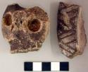 Ceramic rim sherd, incised design and effigy of animal head