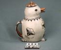 Polychrome-on-off white Duck shaped pitcher with lid