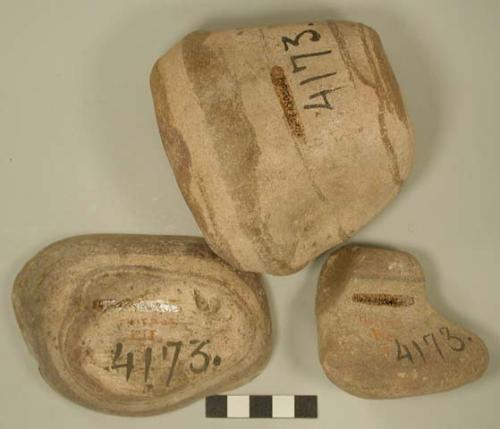 Stones, irregular shape, banded, including one fragment