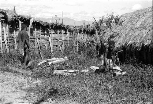 Woman peeling haki trunk