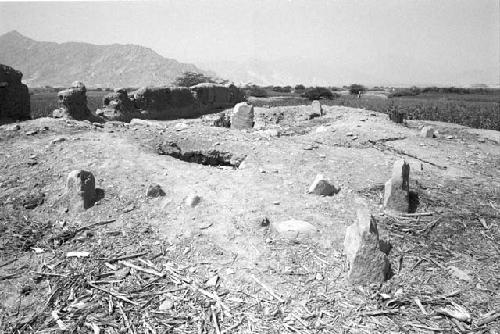 Large stone slabs of structure on Hill 1 at Site 73