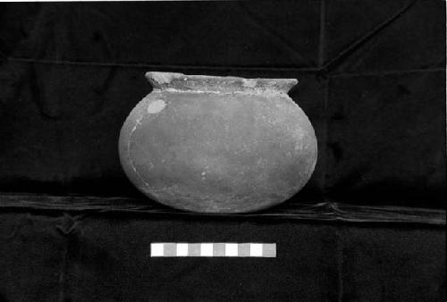 Short everted neck globular jar with vertical loop handle missing from Site 91