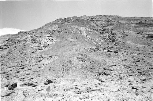 Wall with adobes and large rocks (Feature 13) west above Collection areas 4-6 at Site 111