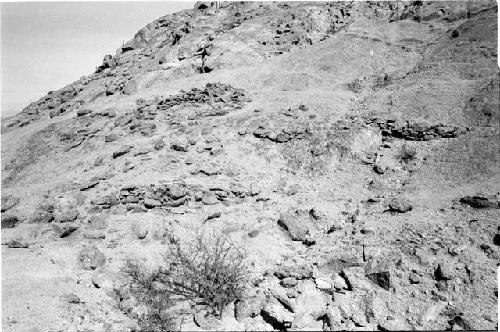 Upper habitation terrace retaining walls at Site 114