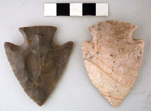 Chipped stone projectile points, corner-notched