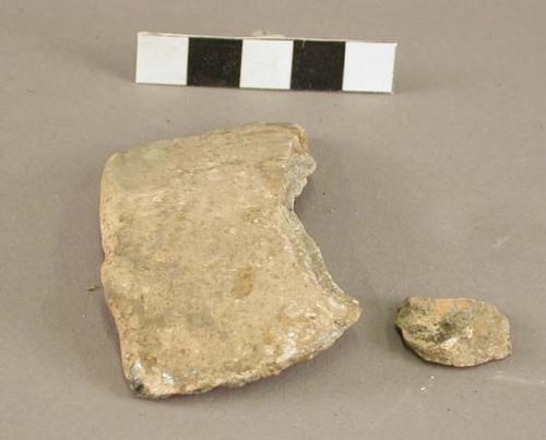 Ceramic rim and body sherds, lug handle, shell temper