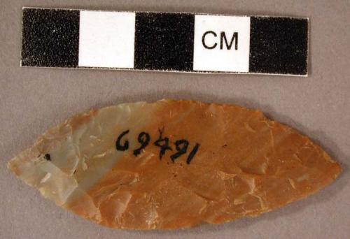 Chipped stone, projectile point, leaf-shaped