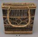 Basketry "purse" with handles, rectangular