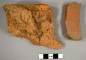 Brick fragments, including at least one roofing tile fragment