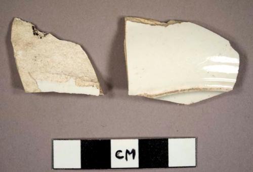 Whiteware sherds, including one possible bowl base sherd