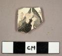 Creamware sherd with black transfer print image of a sail boat sail