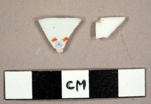Red and blue transfer printed English porcelain sherds