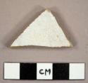 Stoneware sherd with white glaze on the exterior and yellow on the interior