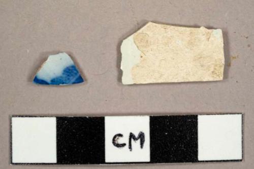 Pearlware sherds, including one with blue transfer print decoration