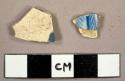 Tin glazed earthenware sherds with blue on white handpainted glaze