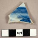 European porcelain bowl sherd with blue and white design on the interior