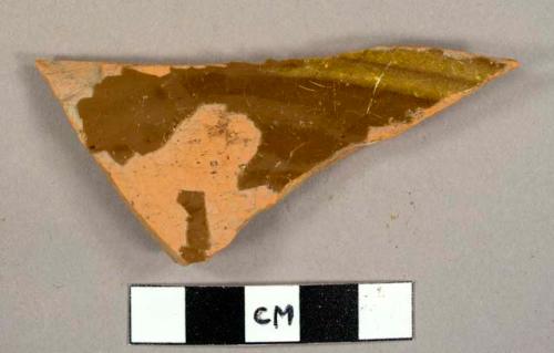 Slipped redware sherd with lead glaze