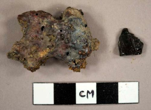 Slag and one piece of anthracite coal