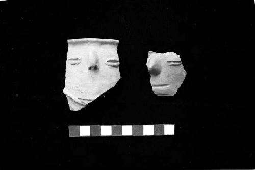 Ceramic sherds with faces from Sites 93 and 130