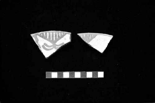 Jar sherds with red brown on white slip from Site 120