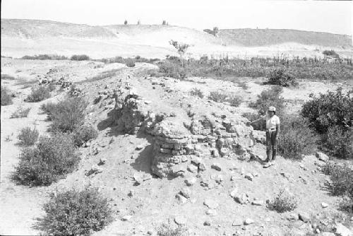 Cross-section of eroded aqueduct in side branch of Quebrada de la Monica (Feature 6)