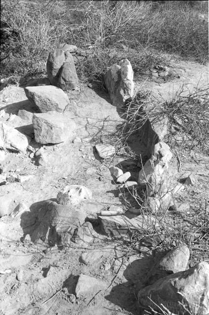 Section of canal (Feature 15) showing construction with upright rocks