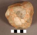 Stone ceremonial object-fetish, irregular, spherical small cobble, unmodified; c