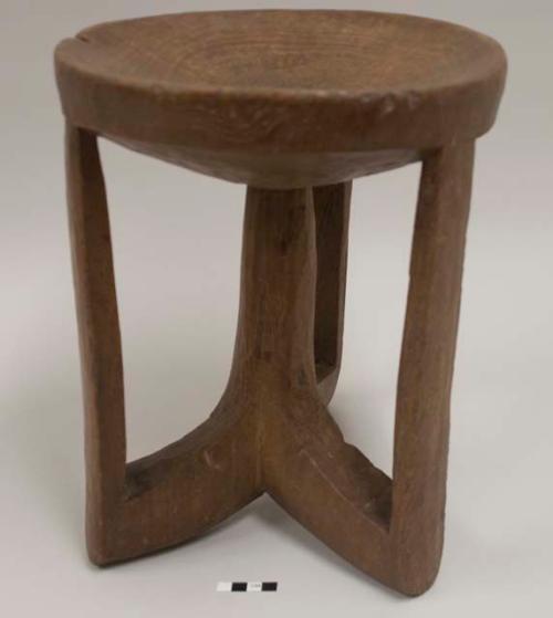 "Jimma" stool; 3-legged stool carved out of single piece of wood