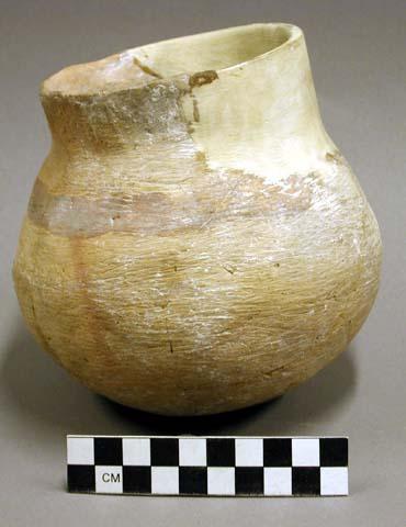 San bernardino black-on-yellow pottery jar