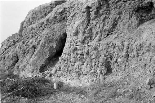 Masonry detail under west tapial at southwest edge of Site 159