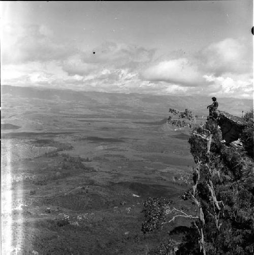 Person sitting on ledge