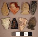 Chipped stone, projectile points, corner-notched, side-notched, and stemmed