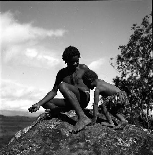 Young man and small girl