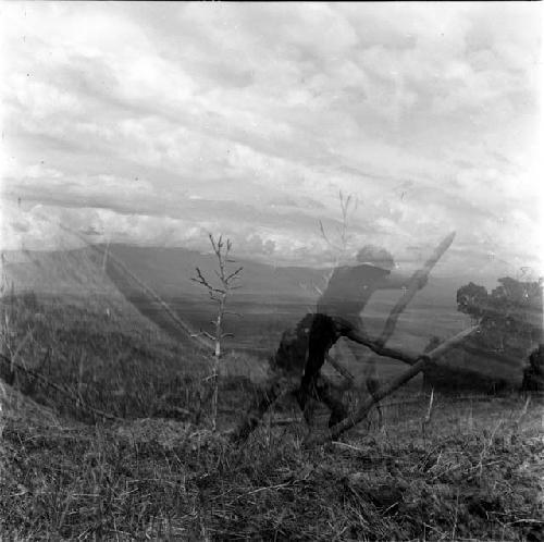 men working -- double exposure